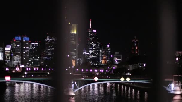 Walking view of Frankfurt in night which looks amazing. — Stock Video