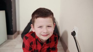 portrait of cute guy who looks at the camera. Close up