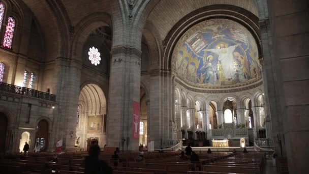 Vista Interior da Basílica O Sagrado Coração Igreja Católica Famosa — Vídeo de Stock