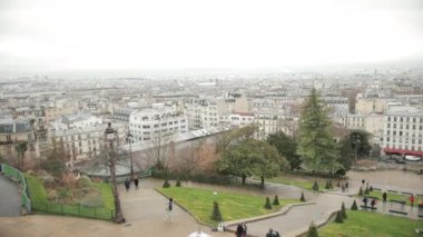 Uzak Manzara Panorama Paris Fransa Butte Montmartre 'ın Meşhur Zirvesinden.