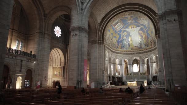 Vista Interior da Basílica O Sagrado Coração Igreja Católica Famosa — Vídeo de Stock