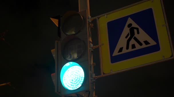 Russian traffic light at night — Stock Video