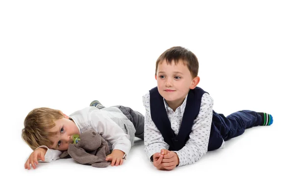 Little brothers lying together — Stock Photo, Image