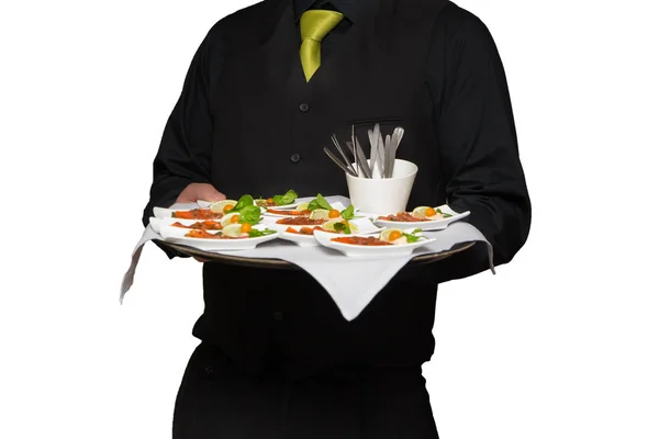 Waiter serving food — Stock Photo, Image