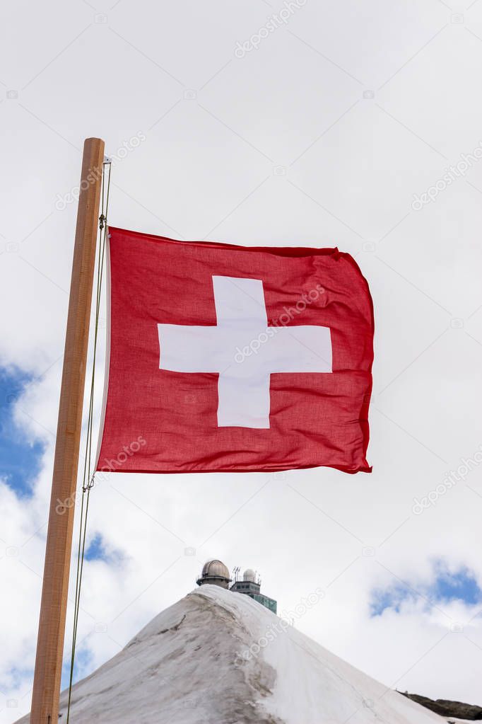 Swiss flag on Jungfraujoch