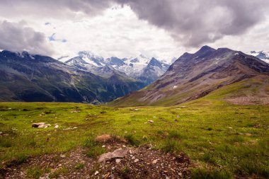 Panoramic view on Pennine alps from Corne de Sorebois peak