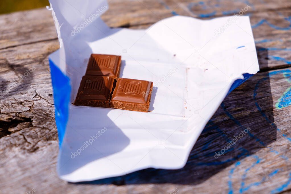 Chocolate outdoor on picknick table
