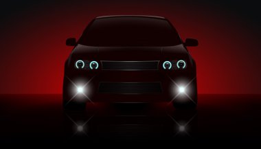 Uyarı ışıkları ile kırmızı araba.