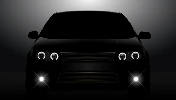 Silhouet van een auto met running lights. — Stockvector