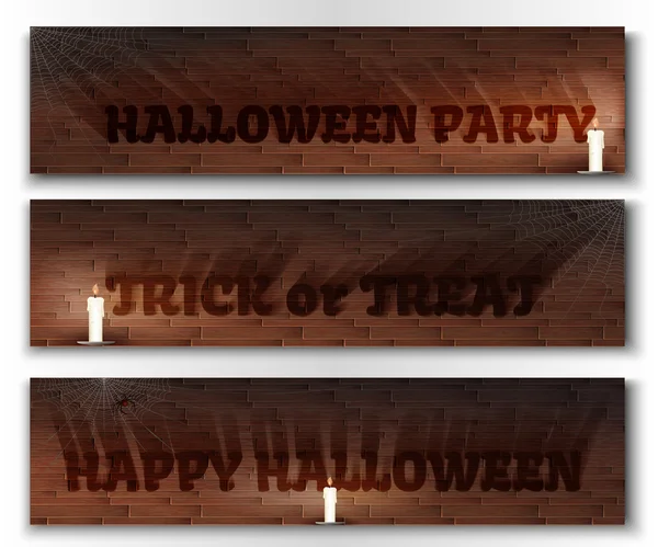 Három vízszintes halloween bannerek — Stock Vector
