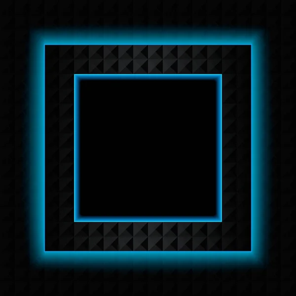 Tmavý čtvercový rám s neonová záře. — Stockový vektor