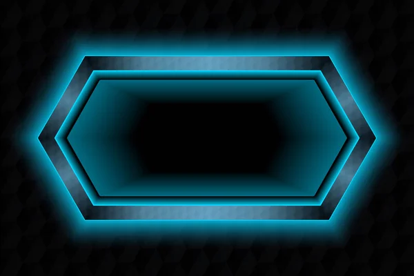 Dark Hexagon ram med neonljus. — Stock vektor