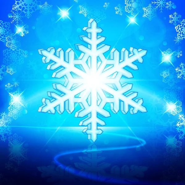 Winter abstrakten Hintergrund in blau mit Schneeflocke, — Stockvektor