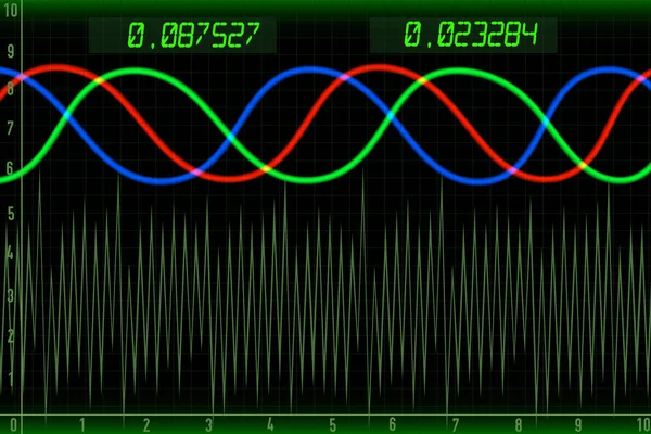 Screen Digital Oscilloscope Vector Illustration — 스톡 벡터