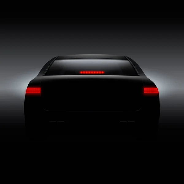 Black Car Back Red Lights Dark Background — Stock Vector