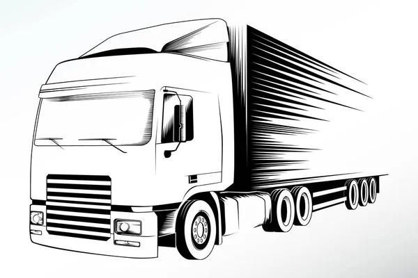 Σκίτσο Φορτηγού Ρυμουλκούμενο — Διανυσματικό Αρχείο