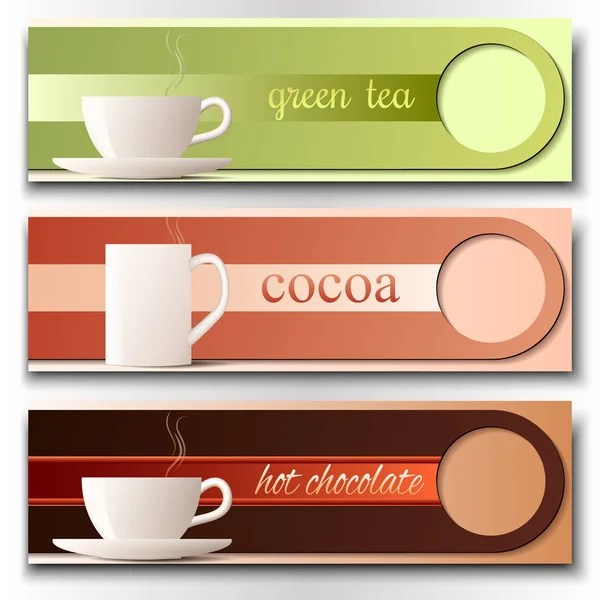 Set Vector Banners Hot Drinks Cafe — Stock vektor