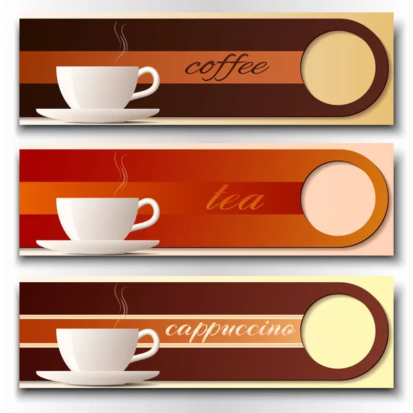 Set Vector Banners Hot Drinks Cafe — Stock vektor
