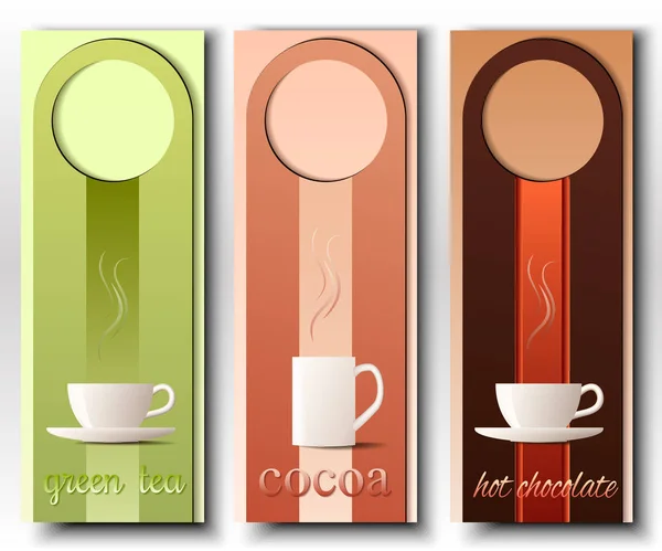 Set Vertical Vector Banners Hot Drinks Cafe — Stock Vector