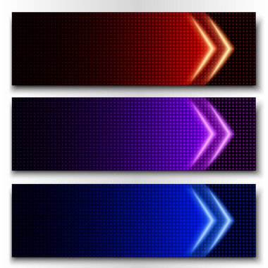 Metin için alanı olan soyut noktalı pankartlar kümesi. 