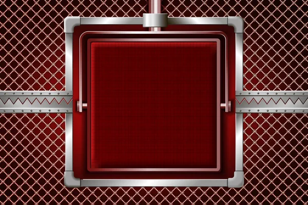 Escudo Rojo Con Rejilla Metálica — Vector de stock