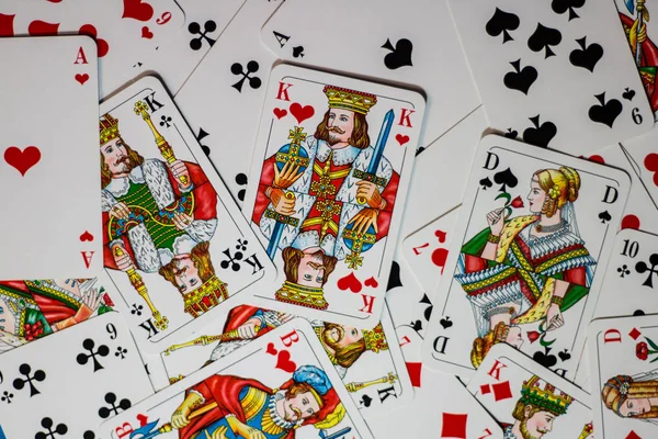 Image of chaotically scattered playing cards. Can be used as bac — Stock Photo, Image