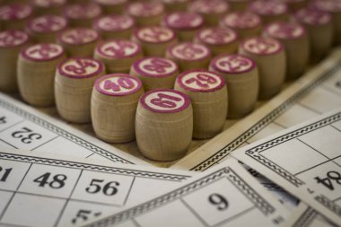 Top bingo numaraları, bingo kartları ile. Loto. Bingo