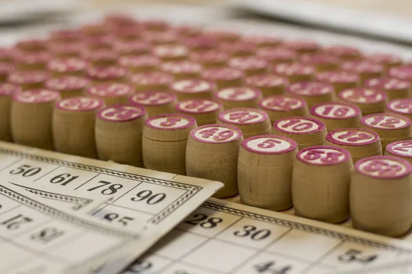 Bingo. Tabletop old lotto game with wooden elements