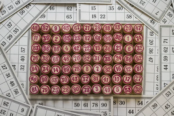 Lotto game with bingo, bingo numbers, on the background of bingo