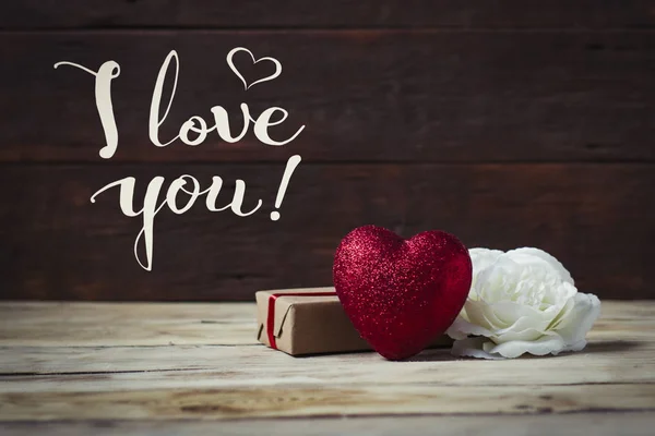 Concepto Día de San Valentín con la inscripción Te amo. Corazón , — Foto de Stock