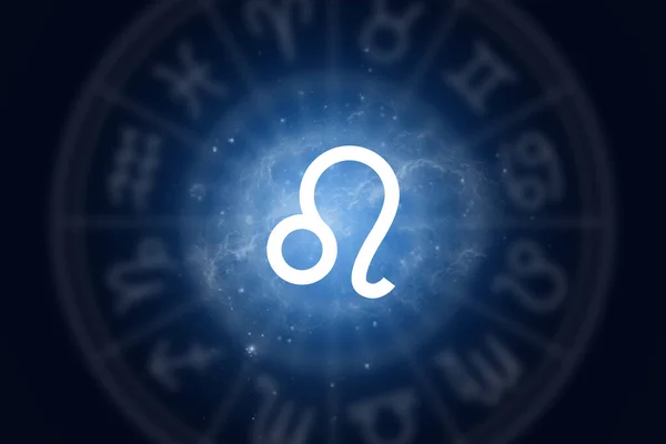 Zodiac Signalizuje Lea Pozadí Hvězdné Oblohy Ilustrace Pro Horoskop — Stock fotografie