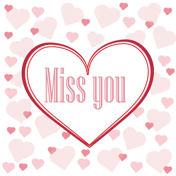 Kartpostal pembe kalpler ile beyaz arka plan üzerinde logo özledim seni Şubat günü saint Valentine tatil