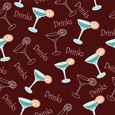 bir bardak buz margarita bir içkiyle Ector seamless modeli