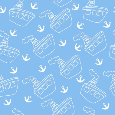 bir gemi ile çocuk Tekstil Islahevi'nde vektör desen 