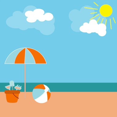 vektör poster afiş beach dinlenme şemsiye ile kum üzerinde 