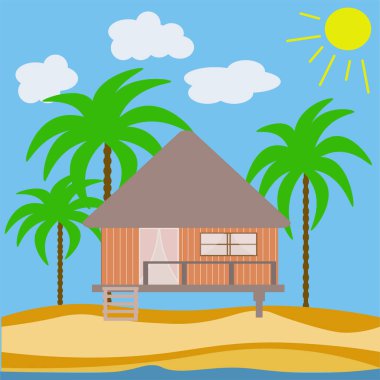 vektör soyut evi ahşap bungalov 