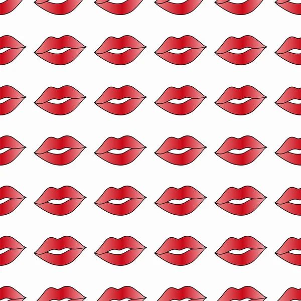 Pola Vektor Mulus Dengan Bibir Merah Juicy Terang Untuk Pencetakan - Stok Vektor