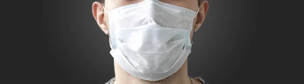 Person Wears Protective Mask Prevent Spread Airborne Coronavirus Infection 2019 — Stock Photo, Image