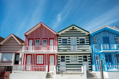 renkli evler costa nova, aveiro, Portekiz