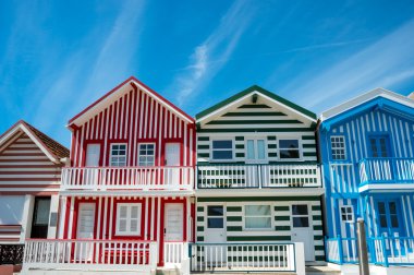 colorful houses in Costa Nova, Aveiro, Portugal clipart