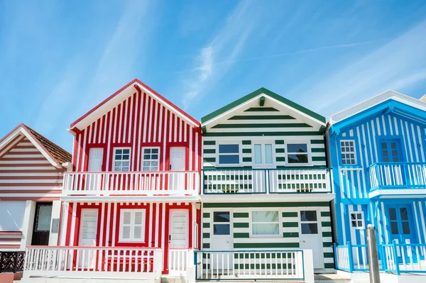 Case colorate in Costa Nova, Aveiro, Portogallo — Foto Stock
