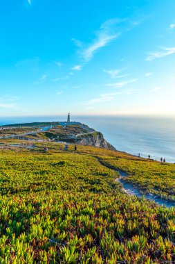 Cabo da Roca (Cape Roca) Batı Portekiz Atlantik kıyılarının görünümü