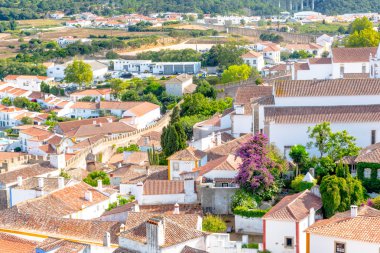 Obidos Portekiz. bir antik Ortaçağ Portekizce köyden, kale duvarları hala içeride 11.asır Obidos, Obidos görünümüdür. Obidos, Portekiz.