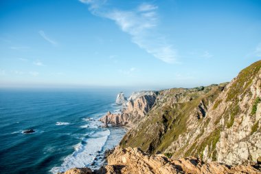 Cabo da Roca (Cape Roca), Portekiz, anakara Avrupa'nın en batıdaki nokta görünümünü.