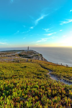 Cabo da Roca (Cape Roca), Portekiz, anakara Avrupa'nın en batıdaki nokta görünümünü.