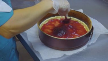 Bir kadın bir lezzetli taze elma yapma