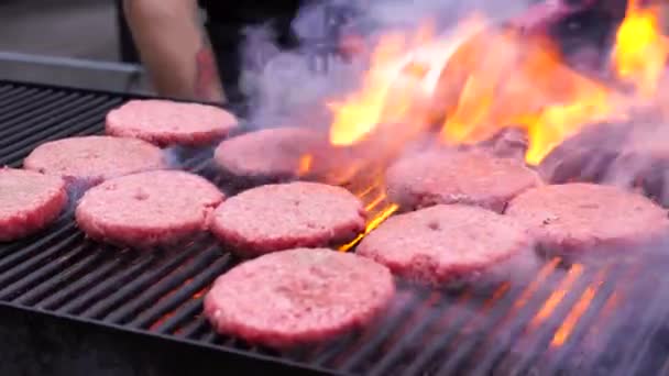 Biberiye, domates, baharat ile ızgara tava üzerinde sığır kızarmış pirzola — Stok video