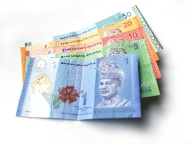 Beyaz arka plan üzerinde Malezya Ringiti para birimi