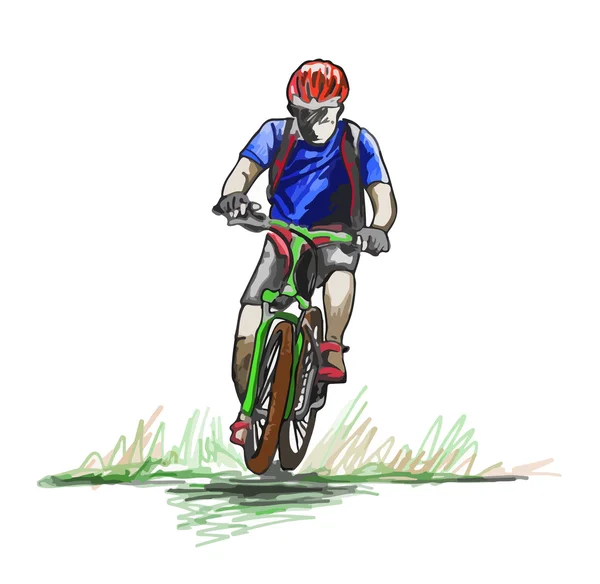 Homme monte sur un vélo — Image vectorielle