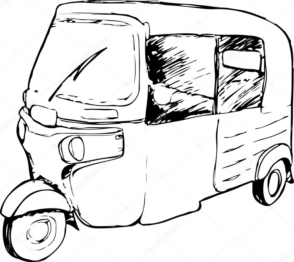 Vector graphic of a traditional taxi in Indonesia known as Bajaj